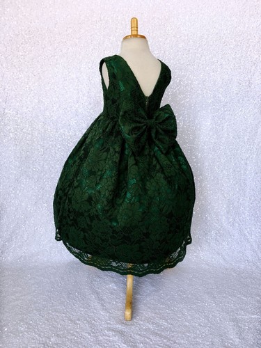 French Lace Floral Multi Color V-Back Junior Infant Dress Wedding Birthday Party - Picture 23 of 66