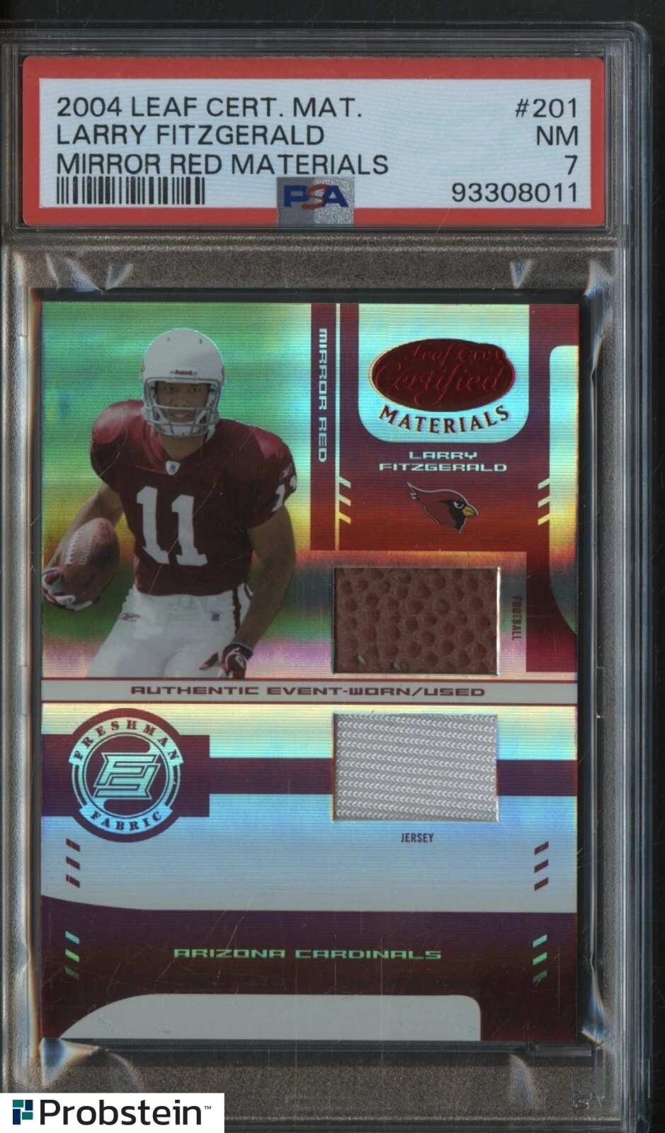 Larry Fitzgerald Leaf Certified Materials #201 Mirror Red Materials