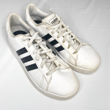 Adidas Girls Grand Court K Sneaker Athletic Leather White Tennis Logo 4.5M