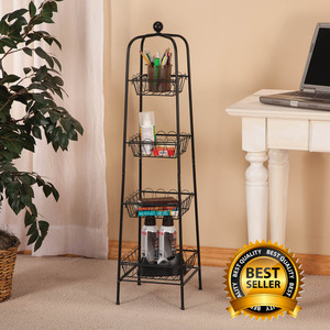 4 Tier Metal Basket Stand Storage Organizer Rack Fruit Holder