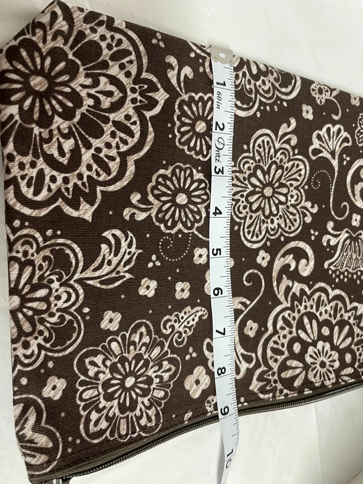 Thirty-One 31 Mini Bolsa con Cremallera Marrón Bloques de Madera Diseño Floral NUEVO Foto 4 de 4