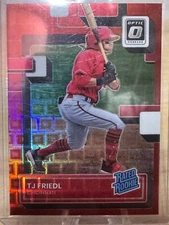 2022 Panini Donruss Optic Rated Red Pandora Prizm /99 TJ Friedl #83 Rookie RC