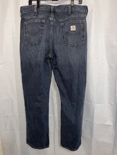 Carhartt Jeans Mens 36x32 Blue Relaxed Fit Cotton Straight Denim