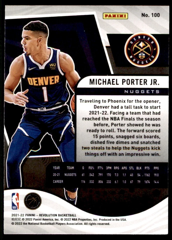 2021-22 Panini Revolution #100 Michael Porter Jr. - Image 2 of 2