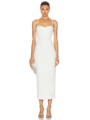 SIMKHAI Caspian Bustier Dress White Midi 4 NWT $645