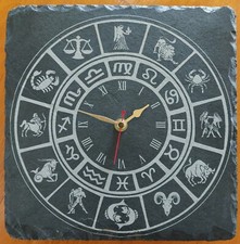 Sternzeichen Schiefer &Auml;tzuhr Astrologie Geschenk - Ge&auml;tzt in Cornwall
