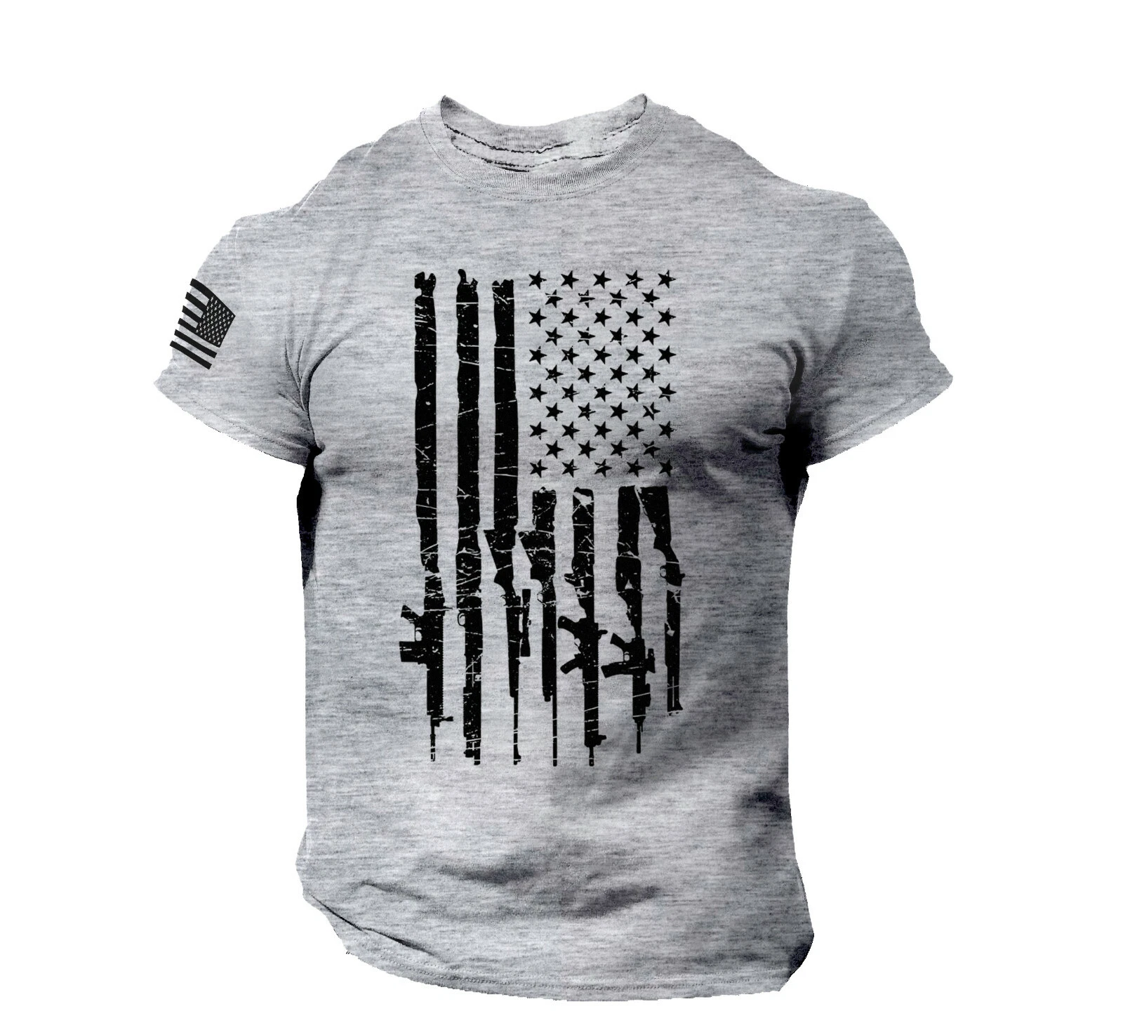 USA Flag Guns T-Shirt - American Freedom Rifles Tee