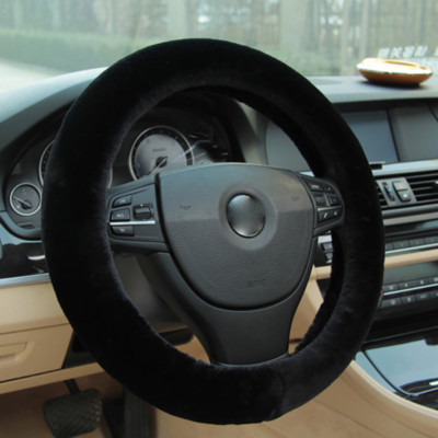 Steering Rack Wool Universal Black Winter Car Warm Wool Steering Wheel Cover Woolen ...