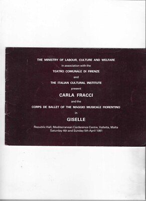Ballet  Programme from 1981  'Giselle' - Carla Fracci and the Corps de Ballet of