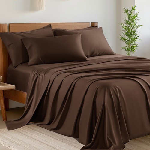Queen 4 Piece Cooling Sheet Set Bamboo Rayon Blend Deep Pocket 16in Soft - Picture 41 of 67