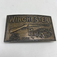 WINCHESTER REPEATING ARMS LEVER ACTION BELT BUCKLE VINTAGE Indiana Metal 1970s