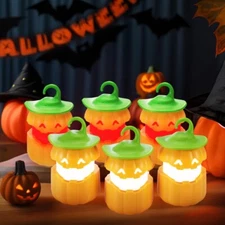 EverBrite 6PC Halloween Pumpkin Lantern Lightup Collapsible Jack O Lantern Light
