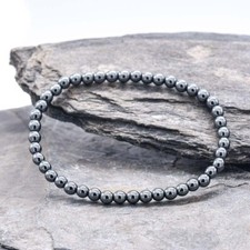Natural 4mm Black Hematite Beads Healing Chakra Protection Stretch Bracelet