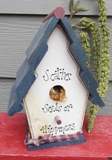 Wood Bird House "Scatter Seeds of Happiness" Country Garden Décor