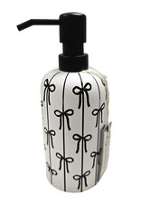 NEW WONDER BLACK & WHITE 3D STRIPES OF BOW RESIN SOAP,LOTION DISPENSER