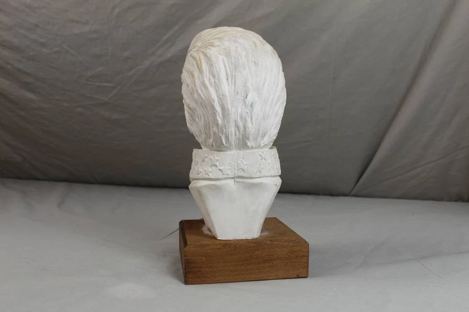 Antiguos Elvis Presley Busto De Yeso - Madera Base Con Nacimiento + Todes Fecha - Imagen 4 de 4