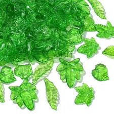 200pcs Random Acrylic Leaf Charms Transparent Green Leaf Charms for Jewelry DIY