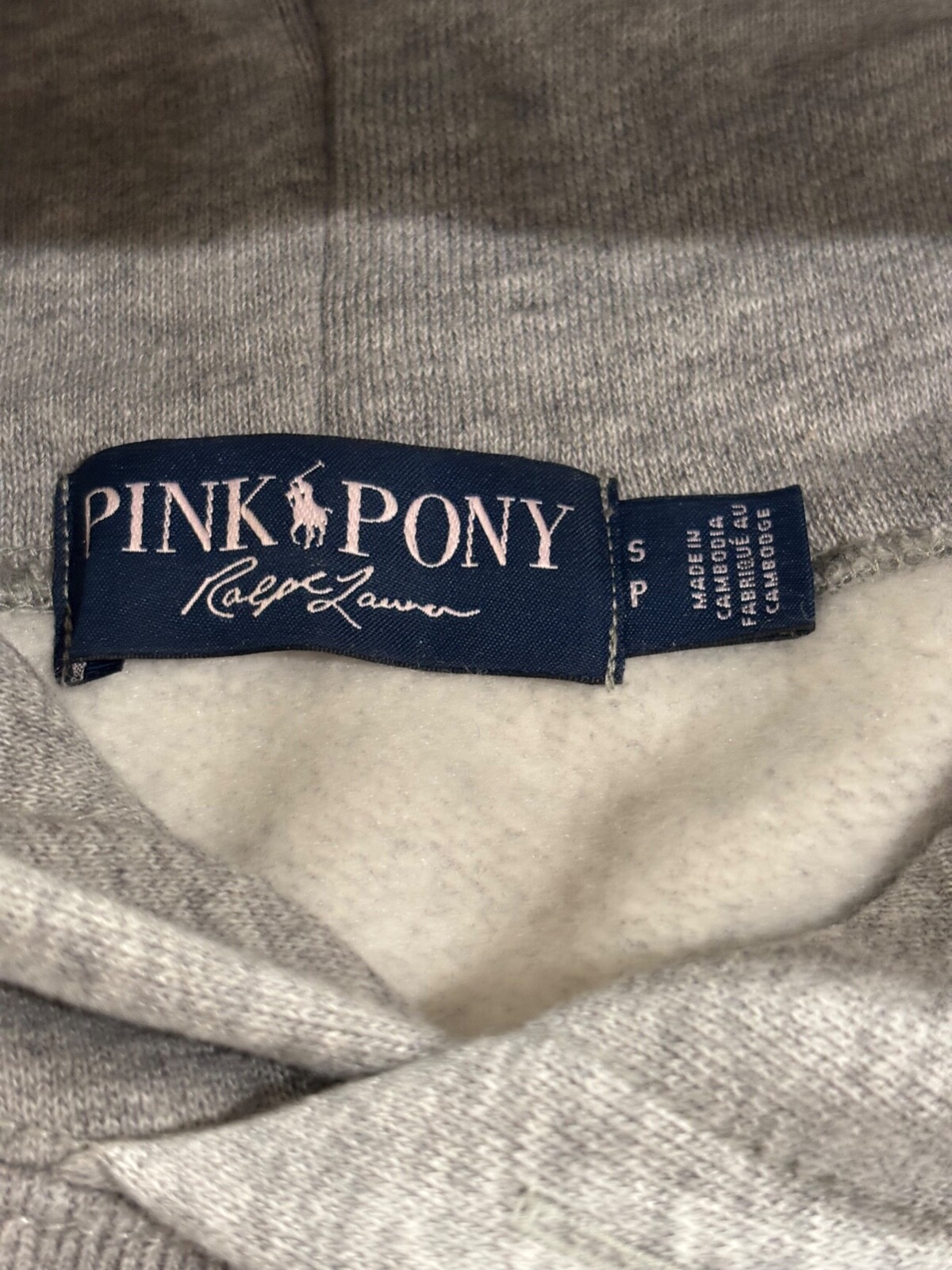 Polo Ralph Lauren uomo rara felpa con cappuccio rosa pony grigio logo taglia S