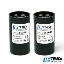TEMCo 708-850 uf/MFD 110-125 VAC volts Round Start Capacitor 50/60 Hz -Lot-2