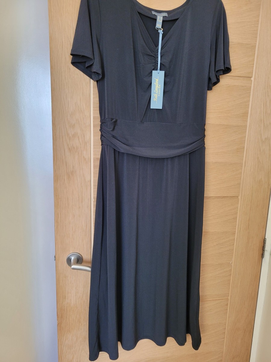 New QVC Ruth Langford Midi Dress Size 12 Petite Fits 10-12 Black