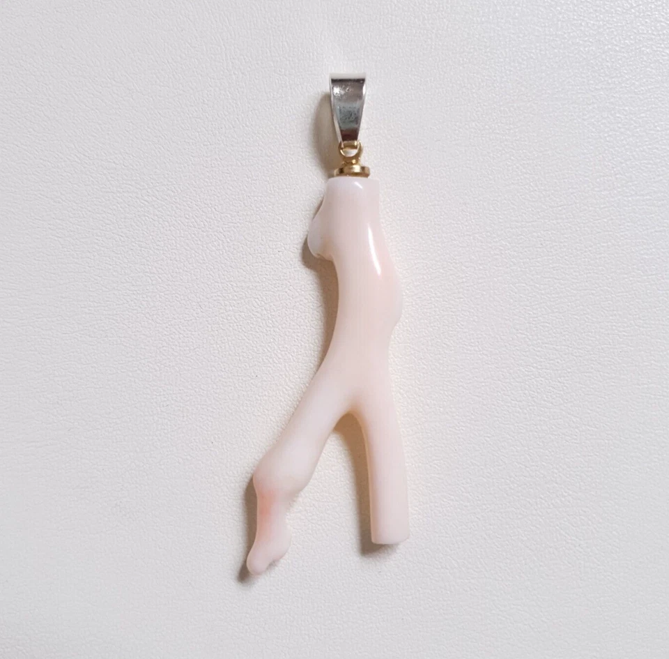 Hermoso Colgante Blanco Japonés Coral Marino Rama Coral Natural Collar Colgante Foto 3 de 4