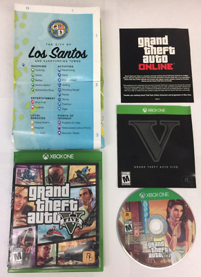 GRAND THEFT AUTO V FIVE Video Game XBOX ONE Complete Map Manual 2014 Box Damage