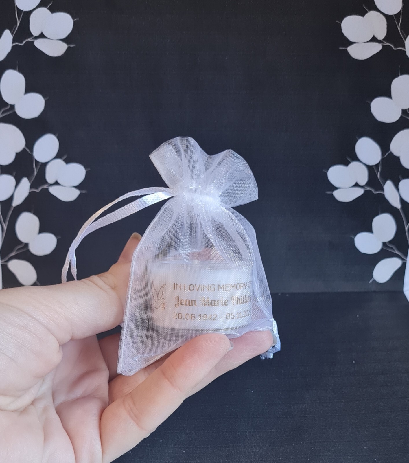 Personalised Funeral Memorial tealight size candle favours with tags eBay