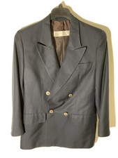 Bernard Zins Paris Womens 10 Oversized 100 Silk Double Breasted Blazer-Navy-
