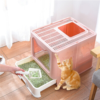 XXL Large Cat Litter Box Self-Cleaning No Smell Pet Toilet Box with Scoop & Tray