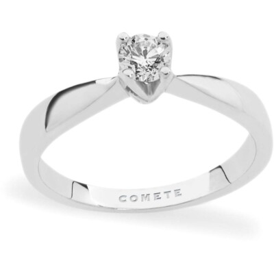 Anello solitario fidanzamento oro bianco e diamante 0,13 Comete ANB 2064