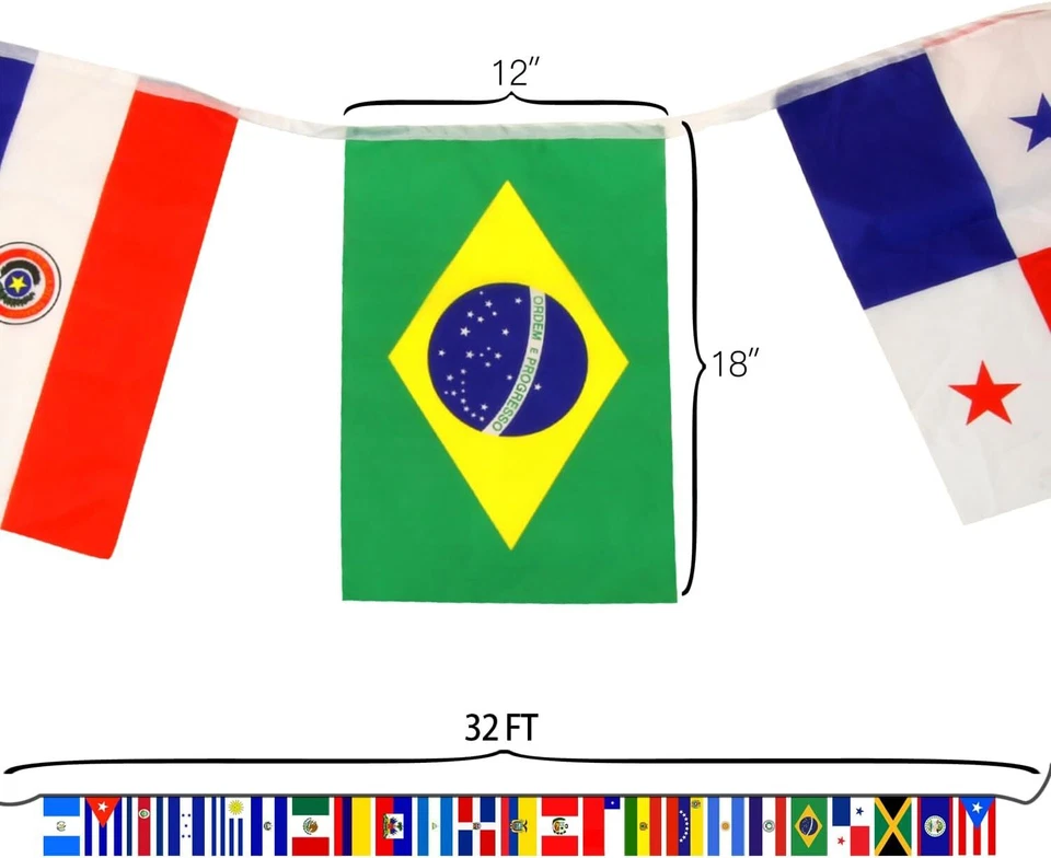 Banderas de cuerda Anley América Latina 23 países - pancartas de bandera latina surtidas Foto 4 de 4