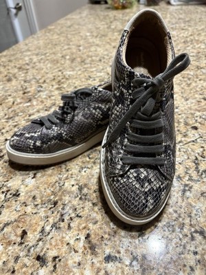 NEW HUSH PUPPIES BOUNCE PLUS SABINE GRAY BLACK LEATHER SNAKE PRINT 8.5M SNEAKERS