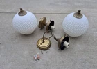 2 Vintage Hobnail White Milk Glass Lamp Shade Globe Dome & Ceiling Light Fixture