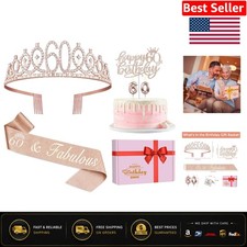 Gorgeous 60th Birthday Decorations Set for Her - Sash, Crown, and Candles