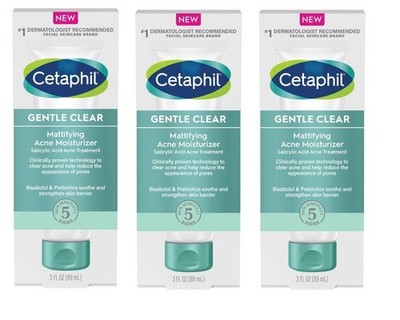 BL Cetaphil Gentle Clear Acne Moisturizer Mattifying 3oz X 3 Packs