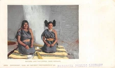 Mother & Daughter MOKI INDIANS Native American Pasadena Library 1902 Postcard