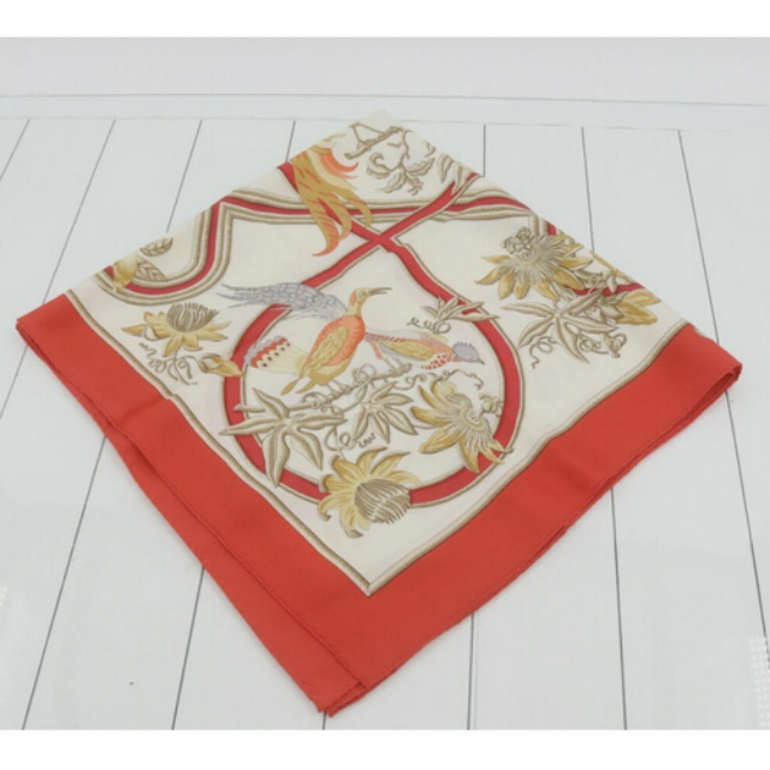 Hermes Carre 90 Silk Scarf in Vibrant Red with Logo Design