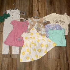 Huge Bundle 6-9/ 9 Month Spring Summer Romper Dress Bodysuit Shirts Lot 8 Pc