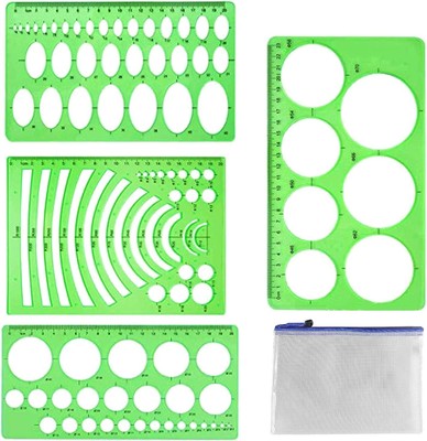 QincLing Pieces Plastic Stencils, Clear Green Architecture Stencils, Circles,