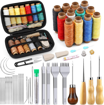 Leder Nähset, Lederbearbeitungswerkzeug Set, Polster Reparatur Set mit Leder