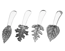 Butter Spreader, Cheese Spreader, Butter Knives Leaf Handle, Set of 4