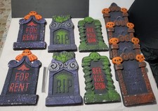 Lot of 10 Halloween Decoration Prop Foam Tombstones Pre-owned  10 Metal Sticks