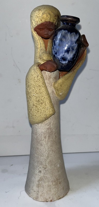 Vintage David Kalderon studio pottery sculpture of woman Israel