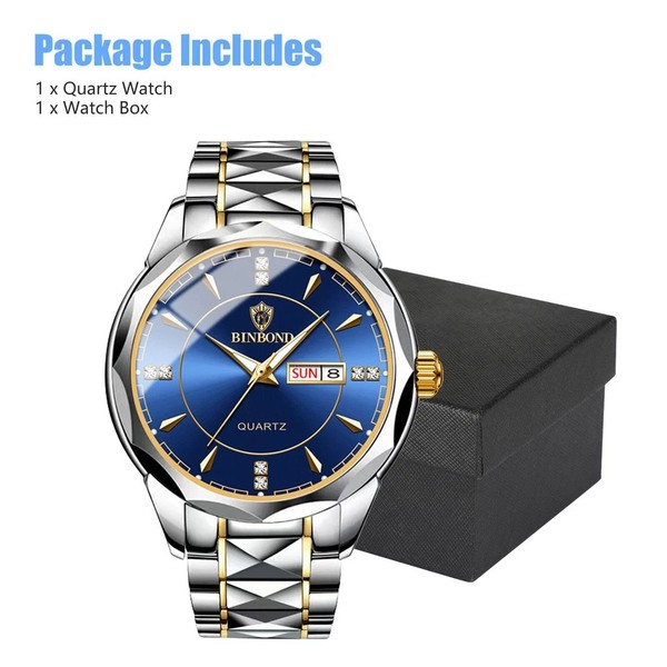 Reloj Hombre Impermeable Acero Inoxidable Cuarzo Clásico Luminoso de Negocio 4