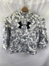 Under Armour Youth Small NWT Gray Camo Pullover Hoodie Fleece Lined MSRP 45