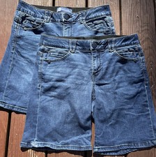 Democracy Ab Solution Denim Blue Jean Shorts Women's Size 8 Lot of 2 Bermuda
