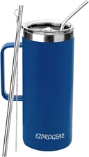 32 Oz Stainless Steel Insulated Coffee Mug with Lid and Handle, Blue
