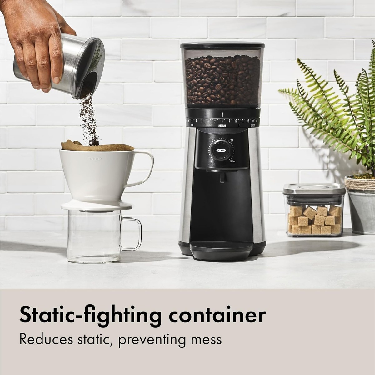 OXO Conical Burr Coffee Grinder 16oz Stainless Steel for sale