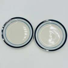 Mainstays Multi Band Blue Cobalt and Light Blue 10" Dinner Plates Set of 2