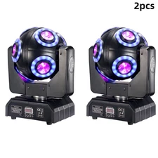  2pcs LED Moving Head Football Light 8x15W RGBW 4in1 With Halo RGB 360° Rotation